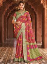 Soft Silk Rust Festival Wear Printed Saree